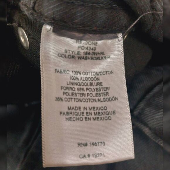 RE/DONE Originals High Rise Wide Leg Distressed Black Wash Cropped Jeans 90's si - Picture 9 of 10